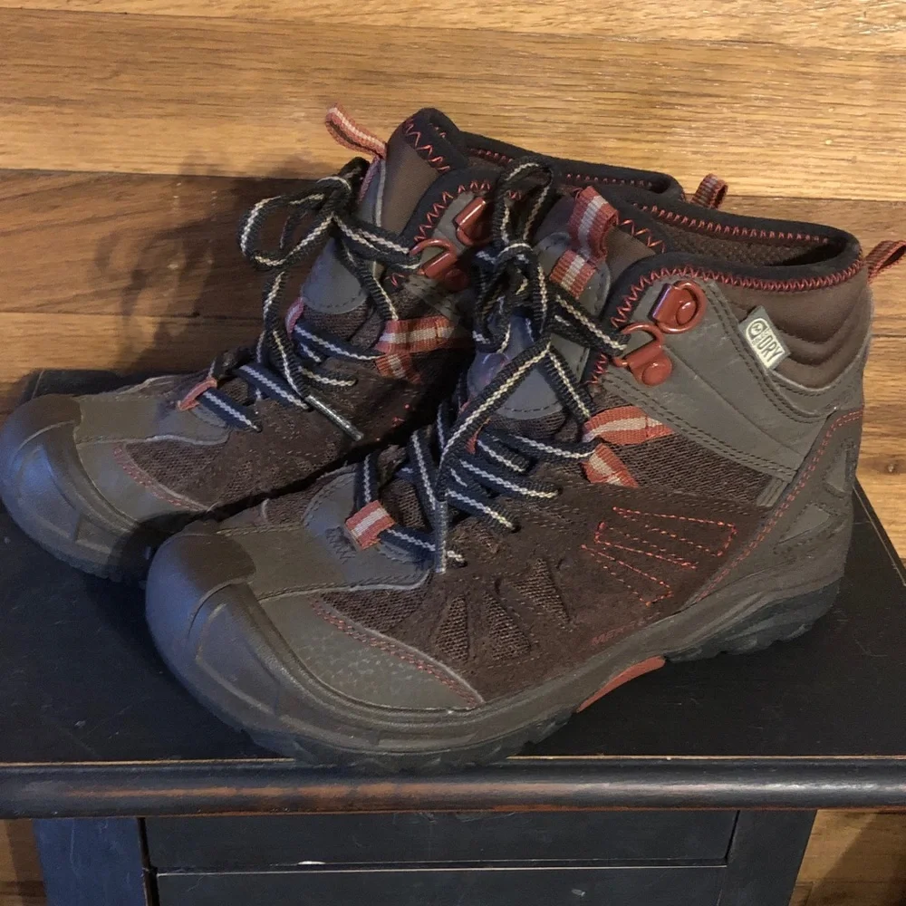 Merrell Capra Mid Brown with orange Kids' Hiking Boots Leather upper